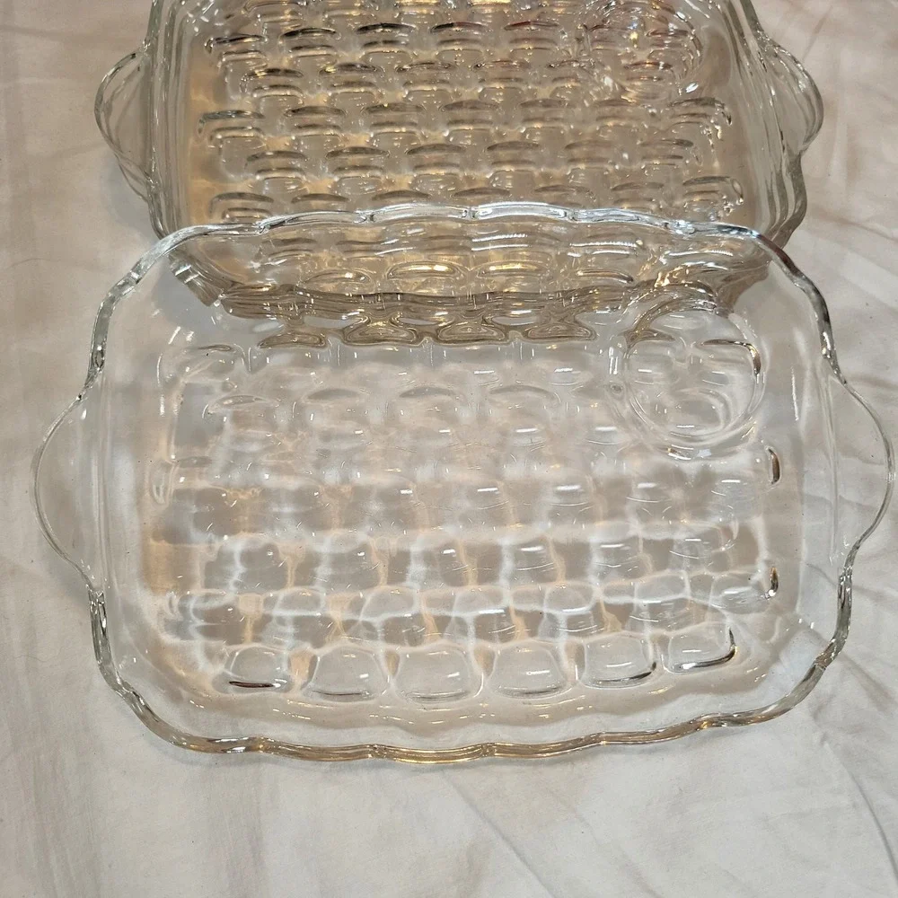 Federal Glass Snack Set A-8 Clear Homestead Pattern Vintage 8 Piece Set Boxed